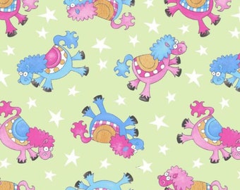 Tossed Horses Cotton Fabric by the Yard - Once Upon a Time Collection - Henry Glass 125-62