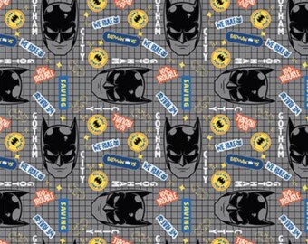 Gotham City Gridlock Gray Cotton Fabric by the Yard - Batman 2 Collection