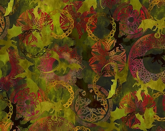 Flying Dragons Cotton Fabric by the Yard - Dragons "The Ancients" Collection - In The Beginning 4DRG