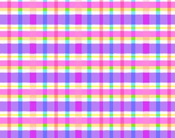 Plaid Dark Purple Cotton Fabric by the Yard - Unicorn Love Collection