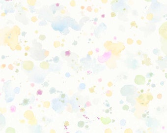 White Paint Splatter Cotton Fabric by the Yard - Fairy Garden Collection - P&B 5162-E
