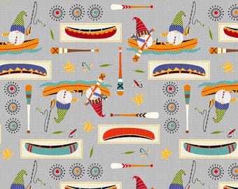 Canoes Cotton Fabric by the Yard - Camping Gnomes Collection - Studio E 8253-19
