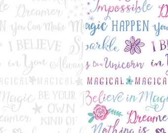 Dreamer Words Cotton Fabric by the Yard - Dreamers Collection - Benartex Contempo 13412P