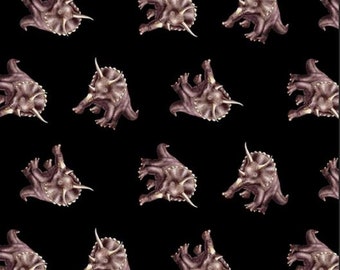Triceratops Tossed Allover Cotton Fabric by the Yard - March of Dinosaurs Collection - Studio E 6072-99