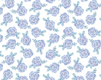 Dreamers Roses Blue Cotton Fabric by the Yard - Pearlescent - Dreamers Collection