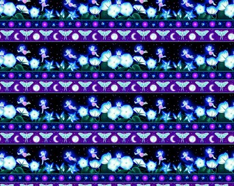 Moonflower Stripe Cotton Fabric by the Yard - Magic Moon Garden Collection - Henry Glass 793G-95