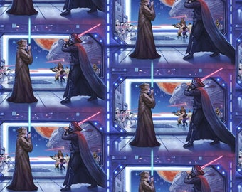 Star Wars Obi Wan Battles Cotton Fabric - Epic Lucas Films Collection - David Textiles ST-1003-1C-1