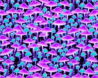 Mushrooms Fuchsia Cotton Fabric by the Yard - Magic Moon Garden Collection - Henry Glass 790G-95