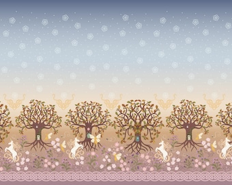 Double Edge Border Cotton Fabric by the Yard - Celtic Faeries Collection - Irene & Lewis A730