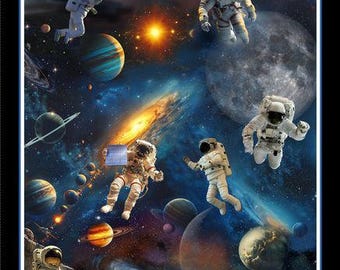 Space Cadet Cotton Fabric Panel (24x44 Inches) - Space Cadet Collection