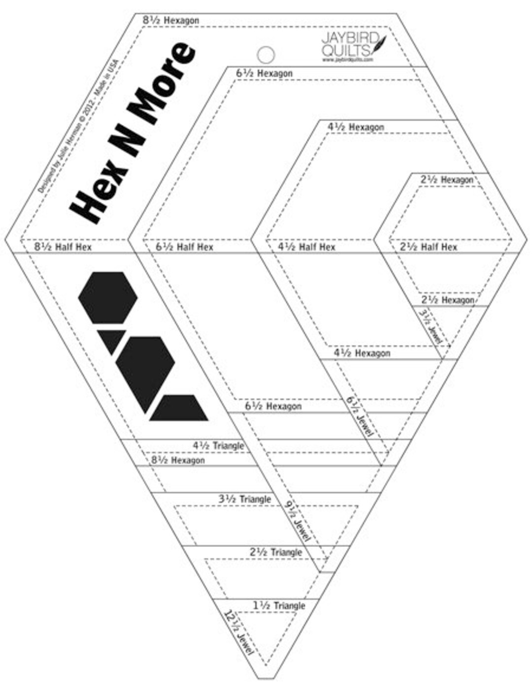 Hexnmore Quilt Ruler Jaybird Quilts Etsy