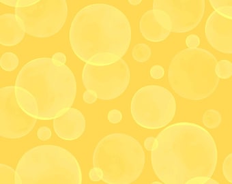 Bubbles Yellow Cotton Fabric by the Yard - Space Monsters Collection