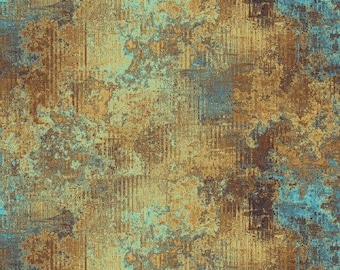 Corrosion Gold Cotton Fabric by the Yard - Steampunk Menagerie Collection