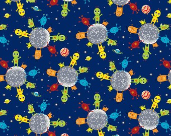 Alien World Cotton Fabric by the Yard - Blast Off Into Space Collection - Henry Glass 140-77