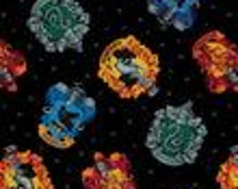 Hogwarts Crests Cotton Fabric by the Yard - Harry Potter Collection