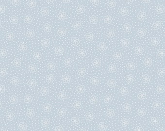 Celtic Flowers Light Blue Cotton Fabric by the Yard - Metallic - Celtic Faeries Collection