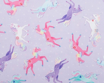 Purple Magical Unicorns Fabric by the Yard - Fairytale Dreams Collection