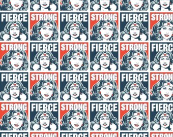 Fierce and Strong Deep Cotton Fabric by the Yard - Wonder Woman 2 Collection
