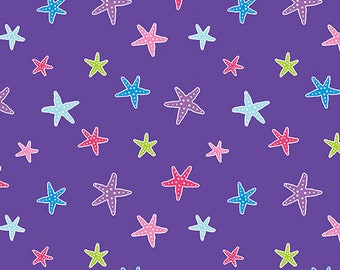 Magical Starfish Cotton Fabric by the Yard - Mystical Mermaids Collection - Kanvas Studio 12515