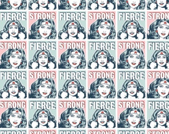 Fierce and Strong Light Cotton Fabric by the Yard - Wonder Woman 2 Collection