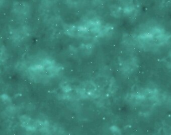 Stars Teal Polyester Fabric by the Yard - Unicorn Magic Collection