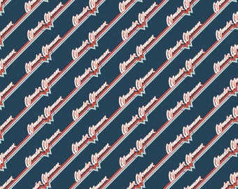 Diagonal Logo Navy Cotton Fabric by the Yard - Wonder Woman II Fabric - Camelot 23400885