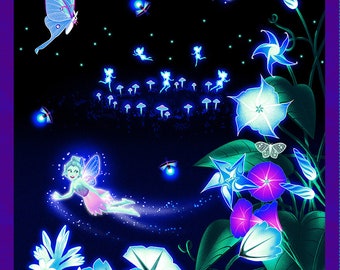 Moon Garden Cotton Fabric Panel - Magic Moon Garden Collection - Henry Glass 795PG-95