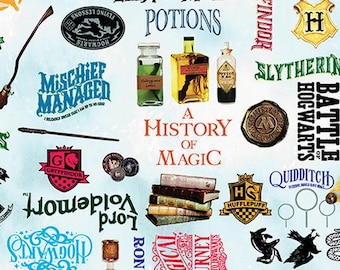 Words Cotton Fabric by the Yard - Harry Potter Collection
