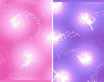 Tossed Pixie Silhouettes Cotton Fabric by the Yard - Pixies & Petals Collection - Henry Glass 195G