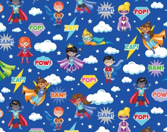 Super Heros Royal Fabric by the Yard - My Hero Collection - Kanvas Studio 14286-56