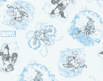 Avengers Sketch Cotton Fabric by the Yard - Springs Creative 71493-G550715