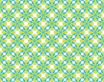 Geo 3 Lime Cotton Fabric by the Yard - Dragon Friends Collection