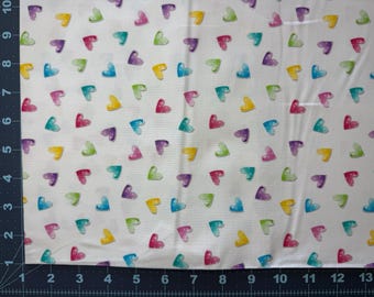 White Bejeweled Hearts Fabric by the Yard - Fairytale Dreams