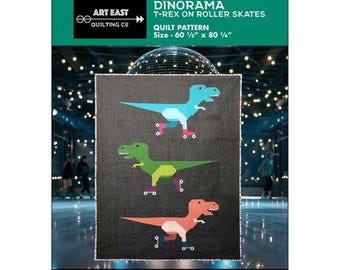 T-Rex on Roller Skates Printed Quilt Pattern