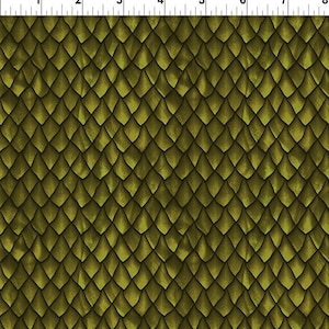 Green Scales Cotton Fabric by the Yard - Dragons &quot;The Ancients&quot; Collection - In The Beginning 6DRG-3