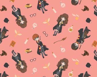 Harry Potter Trio Sands Together Peach Cotton Fabric by the Yard - Harry Potter Stand Together Collection