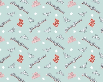 Assist Logo and Quotes Cotton Fabric by the Yard - Wonder Woman II Collection - Camelot 23400881