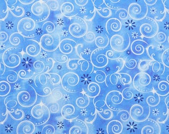 Dazzling Swirls Dark Blue Cotton Fabric by the Yard - Fairytale Dreams Collection