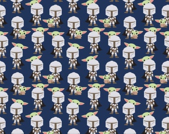 Star Wars Mandalorian and Grogu Flannel Fabric by the Yard - Camelot 73800248B-02