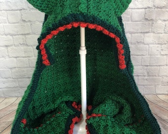 Green Dragon Crochet Child's Hooded Blanket