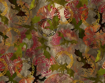 Flying Dragons Beige Cotton Fabric by the Yard - Dragons "The Ancients" Collection