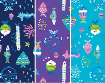 Underwater Friends Cotton Fabric by the Yard - Mystical Mermaids Collection - Kanvas Studio 12519P