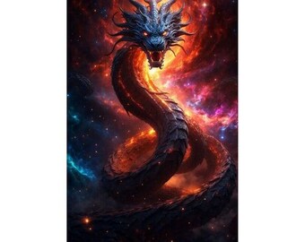 Fiery Dragon Cotton Fabric Panel (12x19 Inches)
