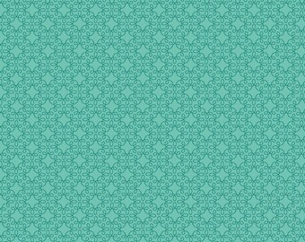 Teal Cotton Fabric by the Yard - Modern Melody Basics - Henry Glass 1063-11