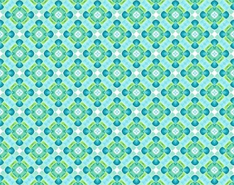 Geo 5 Teal Cotton Fabric by the Yard - Dragon Friends Collection