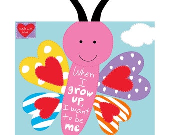 When I Grow Up, I Want To Be Me Cotton Fabric Book Panel - Huggable & Lovable Collection - Studio E 6807P-01
