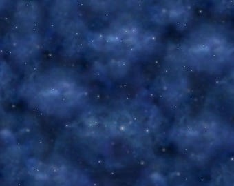 Stars Navy Blue Polyester Fabric by the Yard - Unicorn Magic Collection