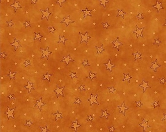 Starry Basics Orange Cotton Fabric by the Yard