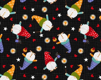 Tossed Gnomes Cotton Fabric by the Yard - Camping Gnomes Collection - Studio E 8254-99