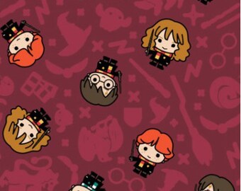 Harry Potter Character Kawaii Cotton Fabric by the Yard - Camelot 23800227-1